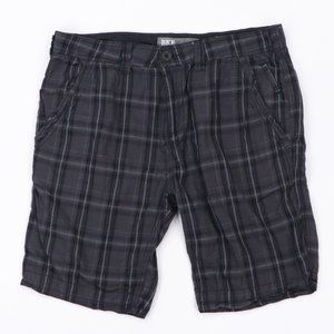 BKE Buckle West Coast Slim Fit Plaid Shorts Black